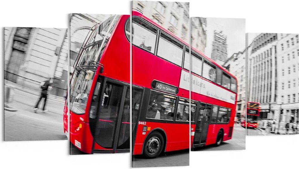 Bild auf Leinwand - Leinwandbild - Bus London Reise Tourismus - 160x85cm - Wand Bild - Wanddeko - Leinwanddruck - Bilder - Kunstdruck - Wanddekorat...