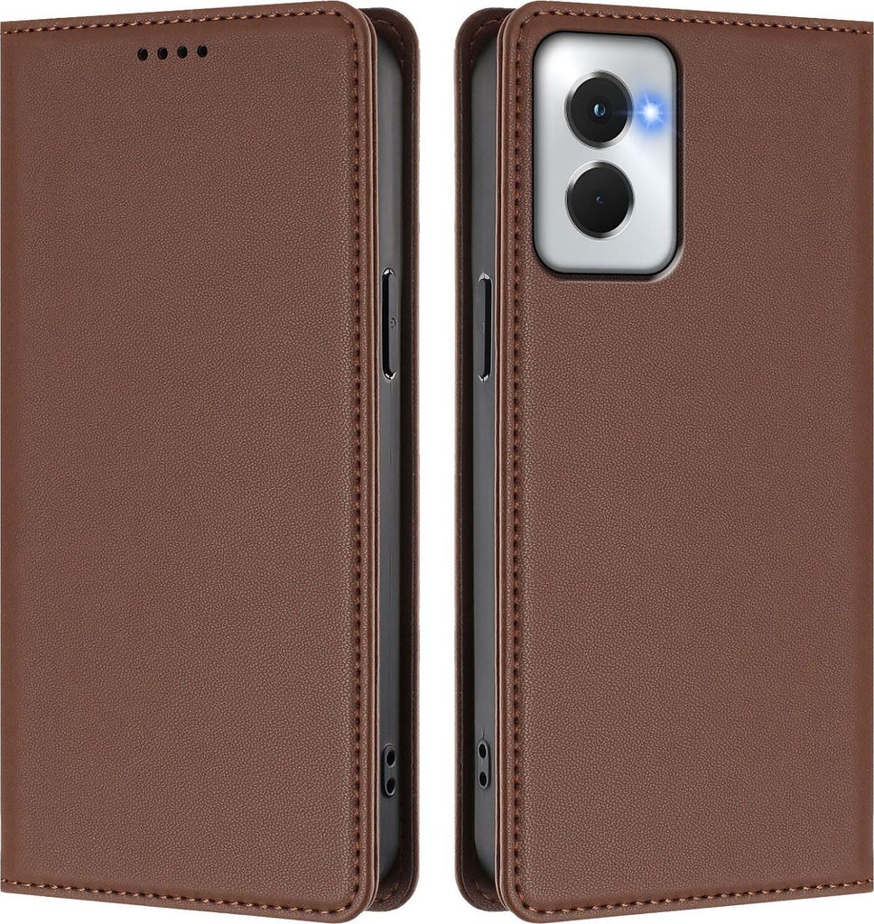 Handyhülle für Motorola Moto G Power 2024 5G, Kunstleder Klapphülle Stoßfeste Magnetische Hülle mit Ständer Braun