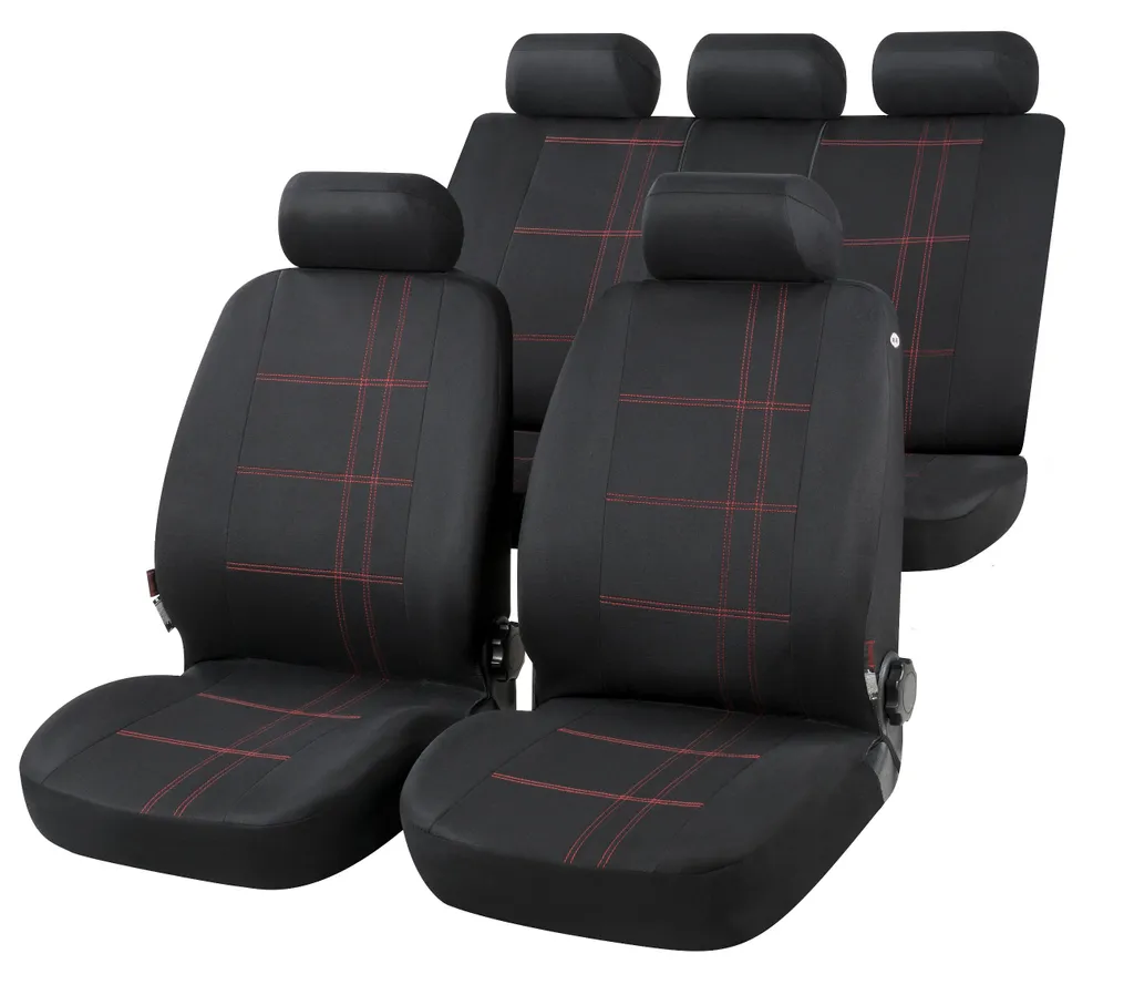 WALSER coprisedile auto Nashville, set completo di coprisedili universali, coprisedili auto, 2 coprisedili anteriori, 1 coprisedile posteriore a panchina nero