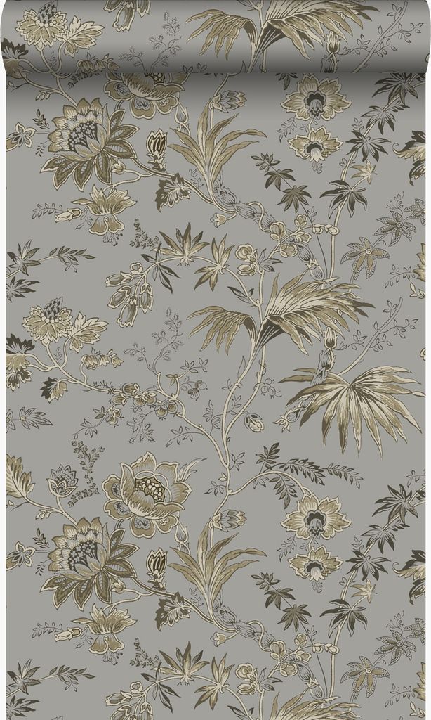 Origin Wallcoverings Tapete Blumen Taupe Grau und Braun 53 cm x 10.05 m