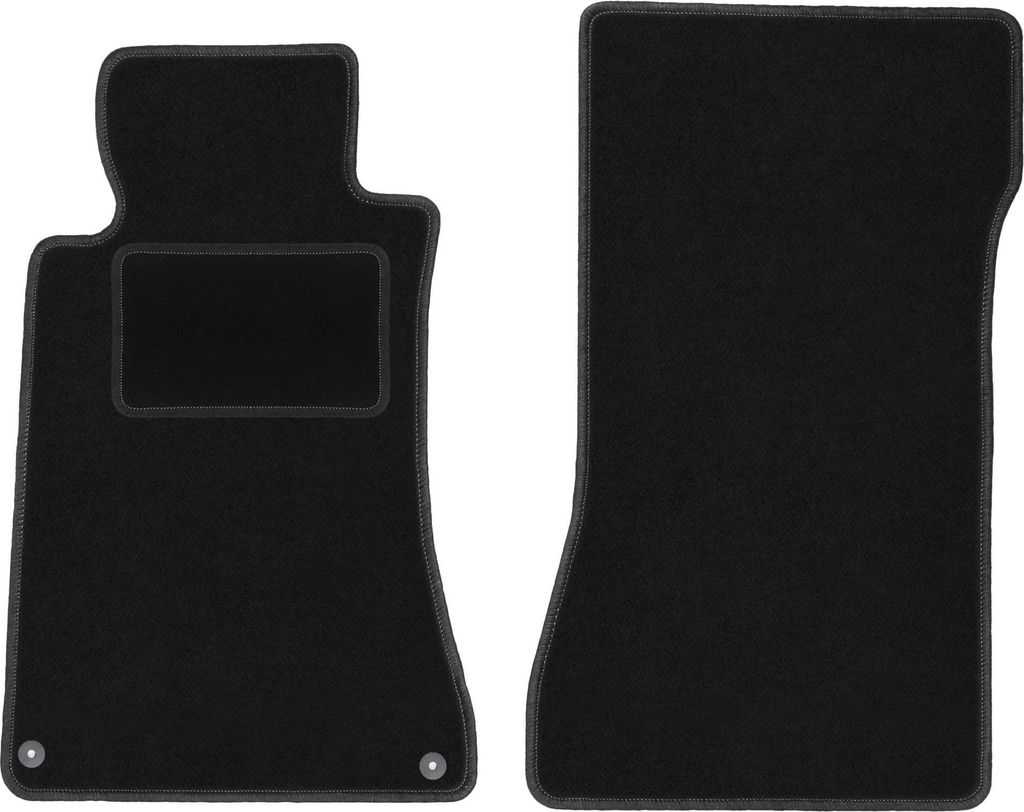 Velours-Fußmatten Vorne passend für Mercedes CLK W209 (Coupe, Bj. 1997-2009) – schwarz, passgenau, mit Befestigungen set 2 Stk. - STANDARD