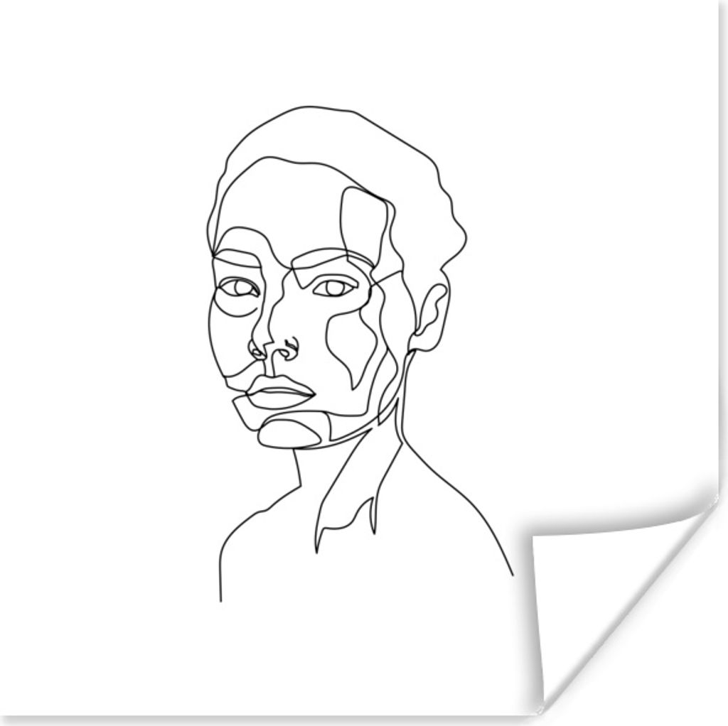 MuchoWow Poster Frau - Linienkunst - Abstrakt 50x50 cm - Wohnzimmerdekoration