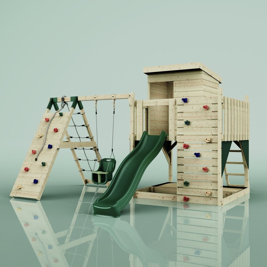 OutdoorToys Spielturm Freja aus Holz in Grün Dunkelgrün, Produktbild 