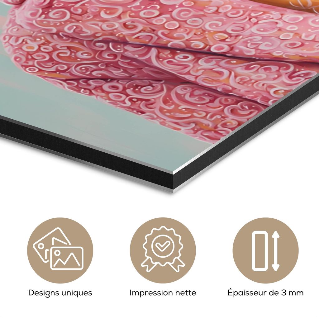 MuchoWow Wanddekoration Metall Metallbild Wandkunst 60x80 cm Sonnenbrille - Rosa - Ziege - Anhören MuchoWow Aluminium Gemälde - Wanddekoration Me...
