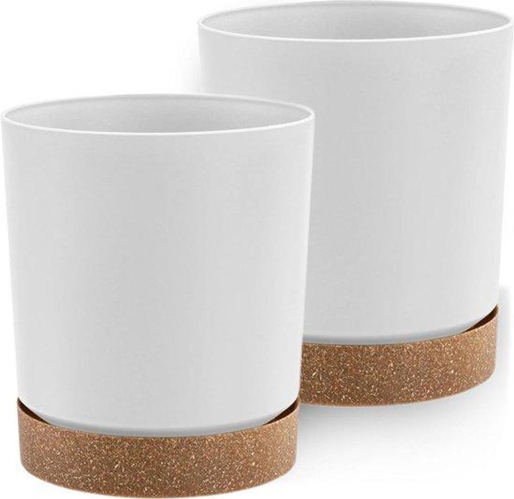 Kunststof Plantenbak Set van 2 Kruidenpotten Wit 18 cm