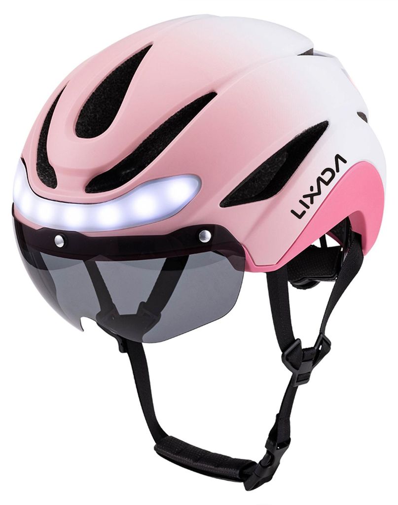 Fahrradhelm – smarter Fahrradhelm mit Blinkern vorne und hinten, hochtransparenter, beschlagfreier Scheibe, abnehmbarem Sonnenvisier und integrie...