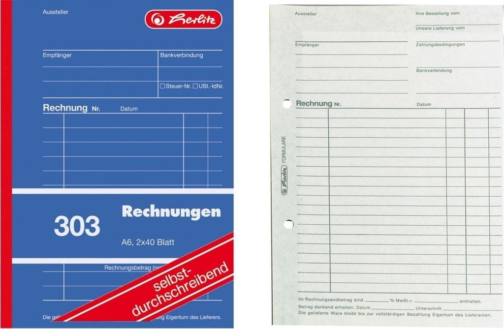Libro dei moduli fattura A6 303 2x40 fogli autocopianti Immagine del prodotto 