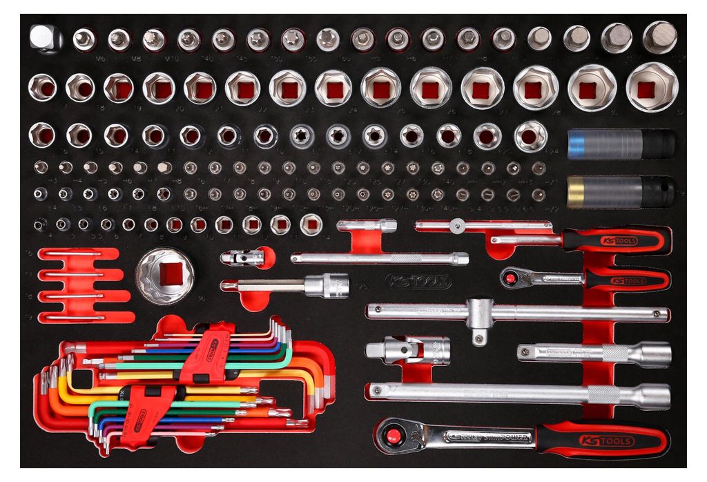KS Tools 1/4 + 1/2 Steckschlüssel-Satz in Schaumstoffeinlage, 137-tlg.