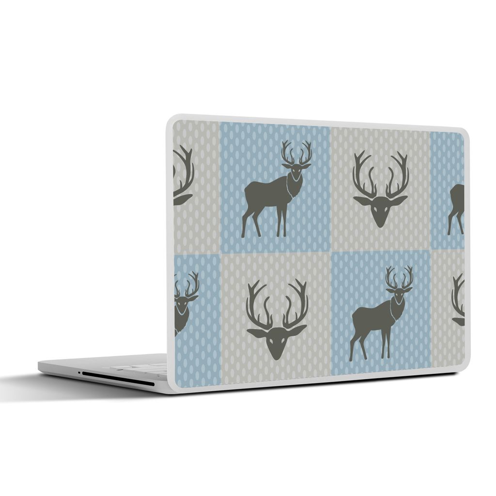 MuchoWow Laptop Aufkleber Sticker Cover Hirsche - Punkte - Blau 25x18 cm - Laptop-Deko