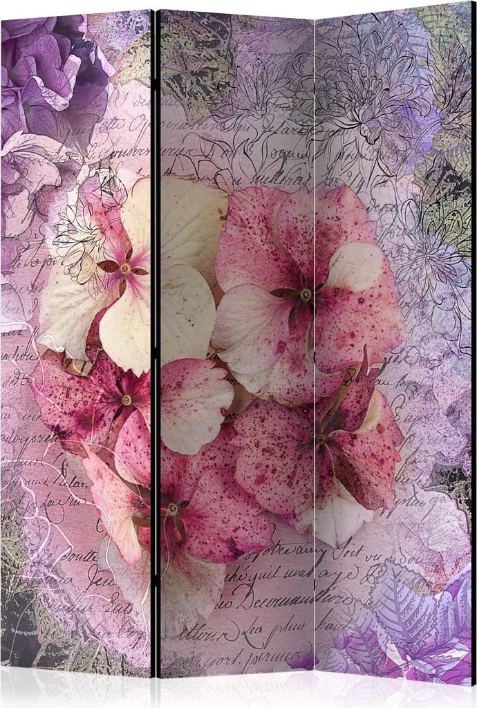 3-teiliger Doppelseitiger Vlies Paravent - Memory 135x172 cm Blumen b-C-0410-z-b