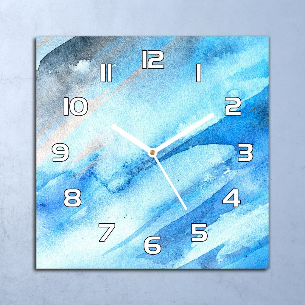 Deko Glasuhr Wanduhr 30x30 abstraktes Aquarell Quarz Küchenuhr Bürouhr