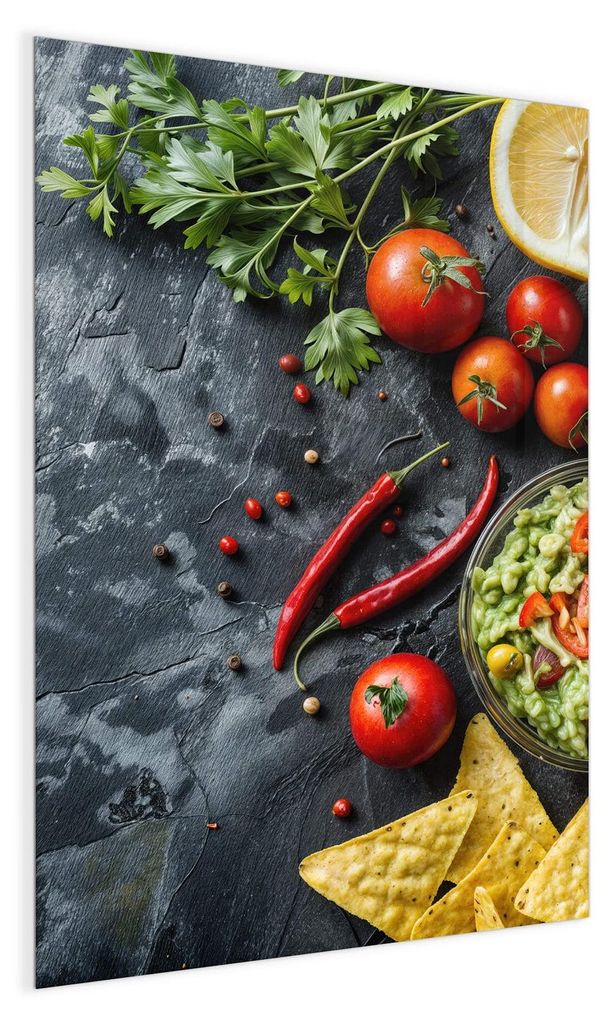 Magnettafel Glas 40 x 60 cm „Guacamole mit Nachos“ – Produktbild 