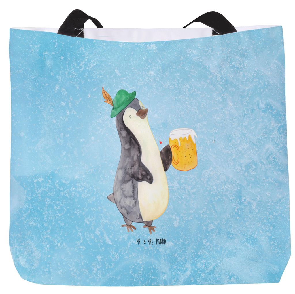 Mr. & Mrs. Panda Tote Bag Pinguin Bier - Eisblau - Geschenk, Beutel, Pinguine, Tasche, Beschwippst, , Einkaufstasche, Reisetasche, Tragetasche