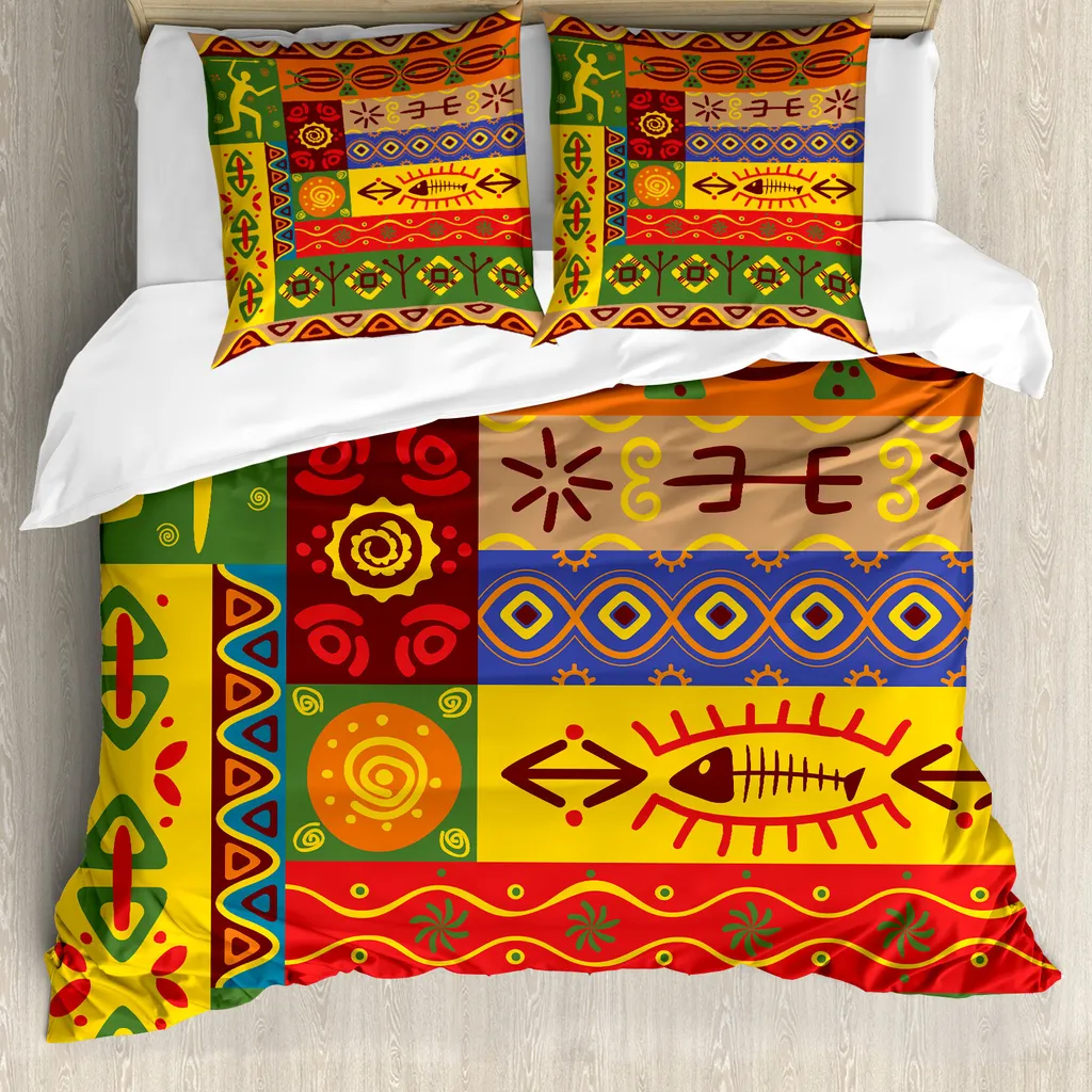 Set Letto Matrimoniale Etnico ABAKUHAUS: Microfibra Anti-Allergica