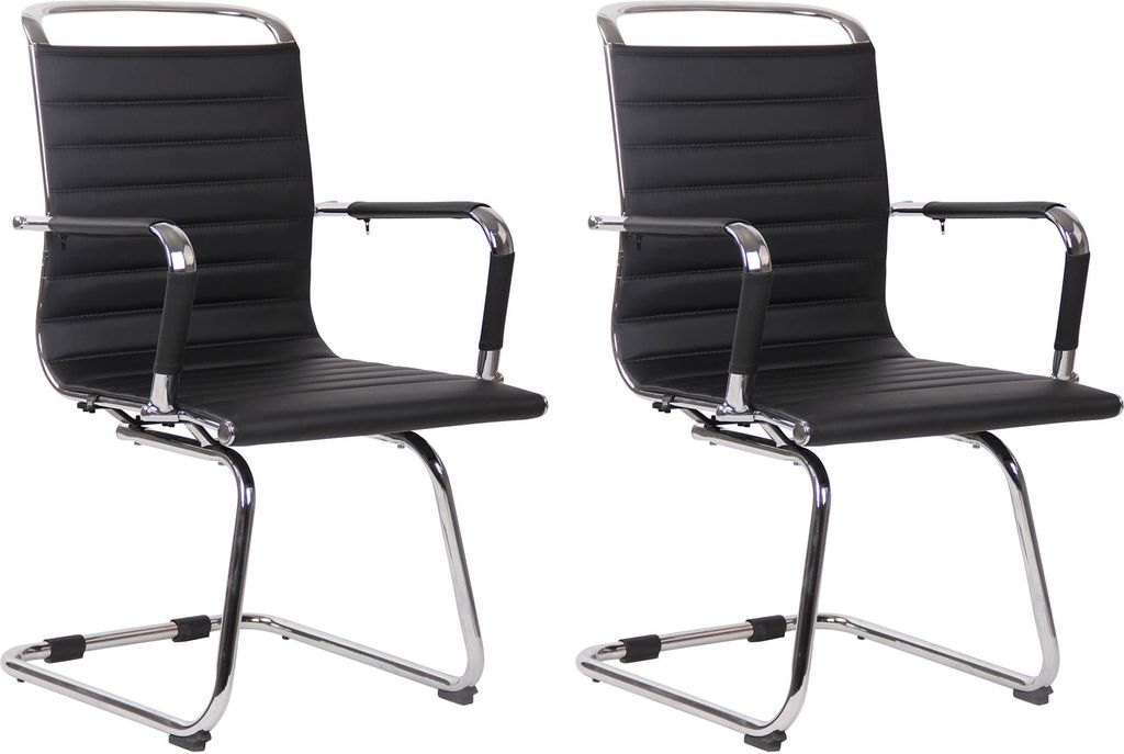 2er Set Besucherstühle HLO-CP12 Kunstleder schwarz
