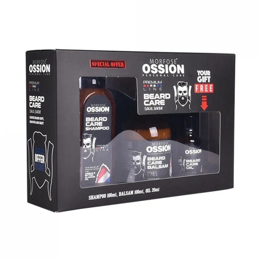 Morfose Ossion Bartpflegeset – Bartshampoo, Bartöl und Produktbild 