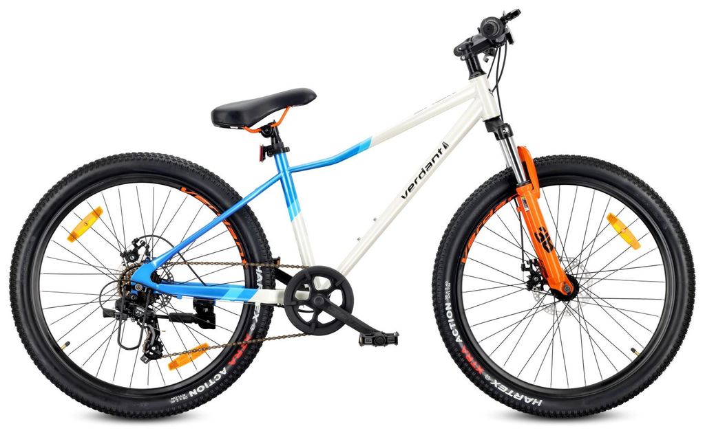 Mountainbike 26 Zoll MTB Shimano 7 Gänge Federung Scheibenbremsen Ständer Verdant Calix schwarz-gelb weiß blau orange