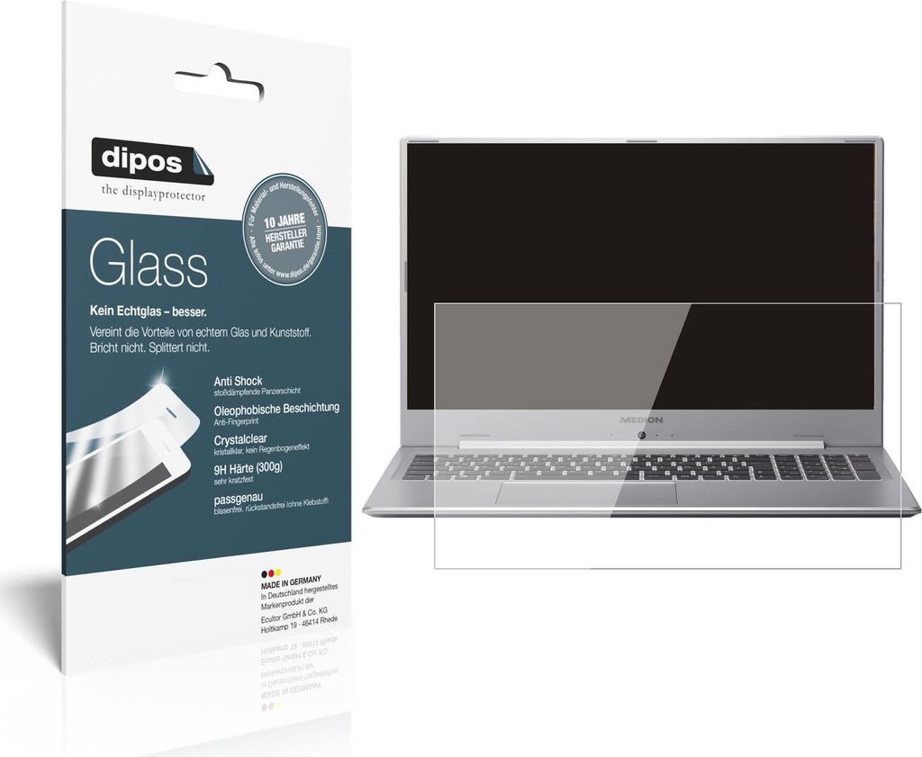 2x Schutzfolie für Medion Akoya S17405 - Anti-Shock 9H Folie dipos Glass Kunststoffglas