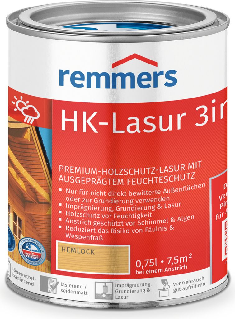 Remmers HK-Lasur 3in1 hemlock (RC-120) 0,75 l, Holzlasur Produktbild 