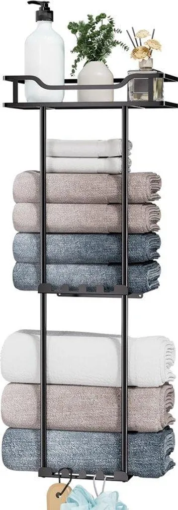 Porte-serviettes pour petite salle de bain, tablette et rangement