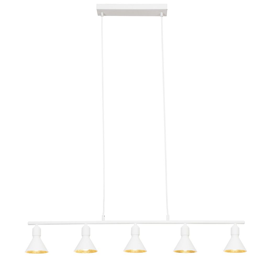 Brilliant Pendelleuchte Aztekas Weiß Gold 155cm max. 5 x 28W E14 ohne Leuchtmittel kürzbar