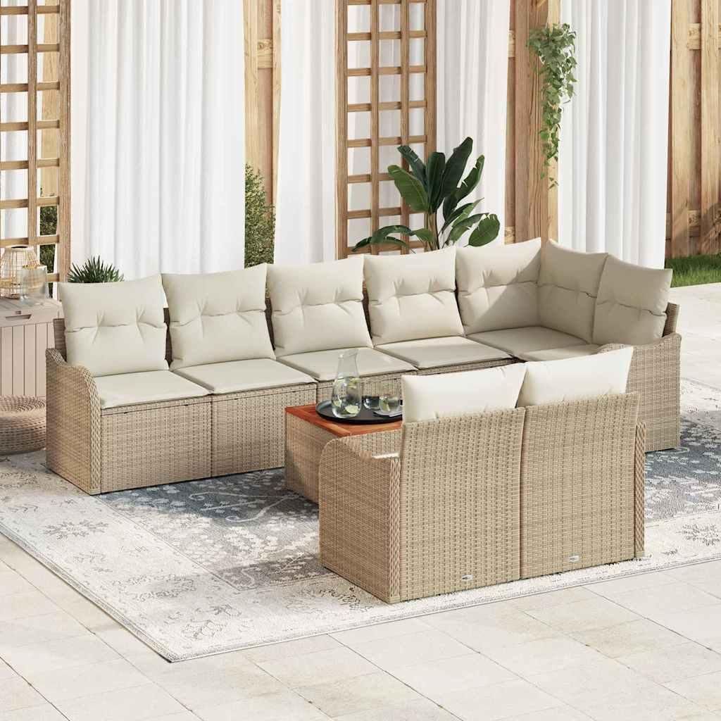 Maison Exclusive - Gartensofa-set mit Kissen 9 pcs Beige Poly-Rattan