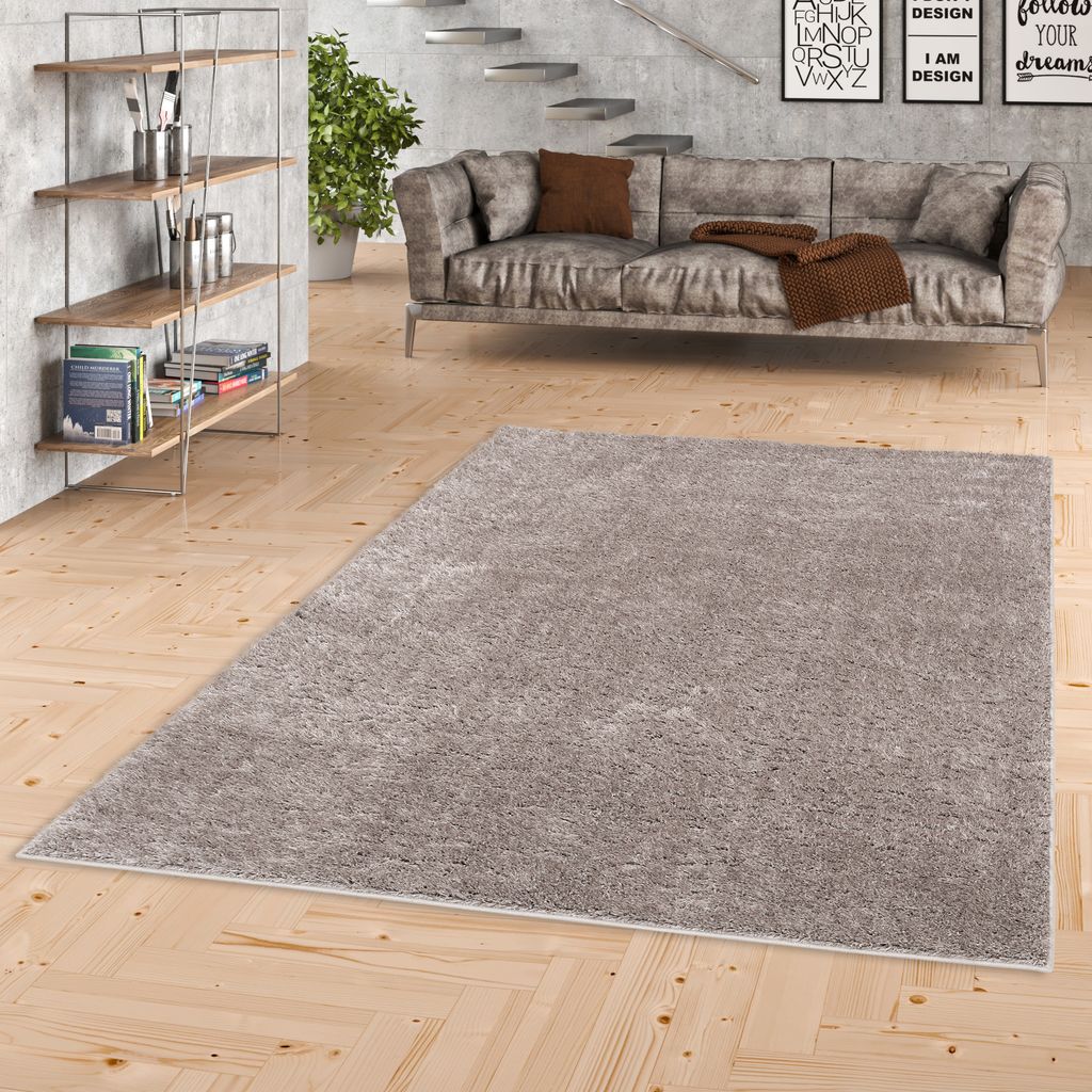Hochflor Shaggy Teppich Luxus Lounge Grau, Größe:200x290 cm