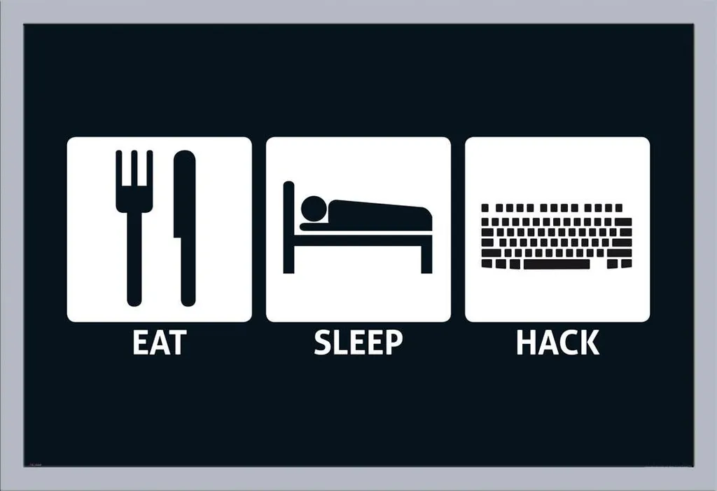 Regalo Originale per Hacker: Poster Eat Sleep Hack con Cornice Shinsuke