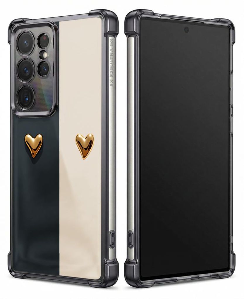 Personalisierte Hülle mit Bild für Samsung Galaxy S25+ Elektroplattiert TPU Stoßdämpfer Handyhülle mit Zweifarbiges Design mit Herzmuster