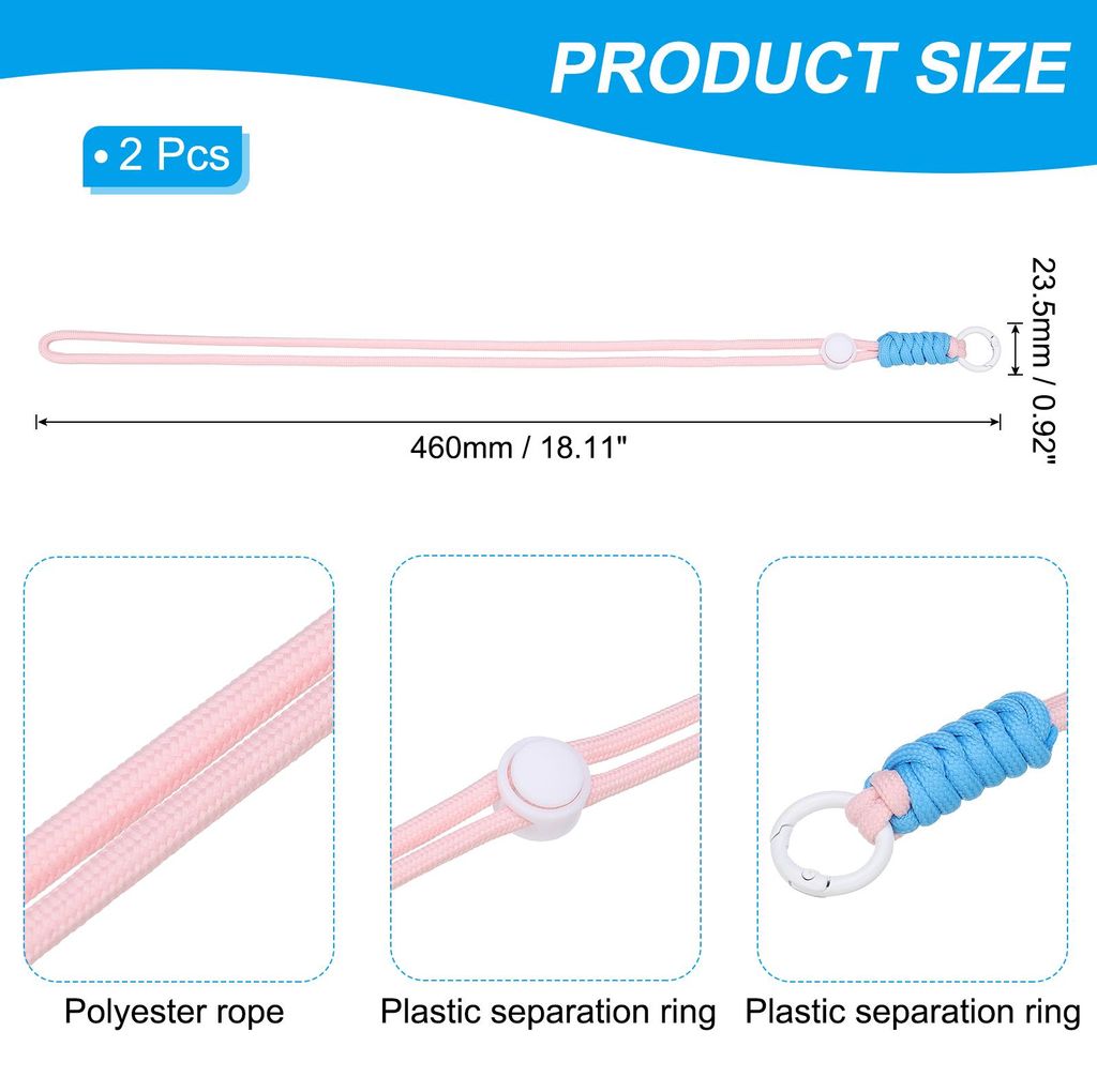 Geflochtene Schlš¹sselband 2 Stš¹ck Geflochtener Schlš¹sselanh?nger mit Metallclip, Pink & Blau & Wei?