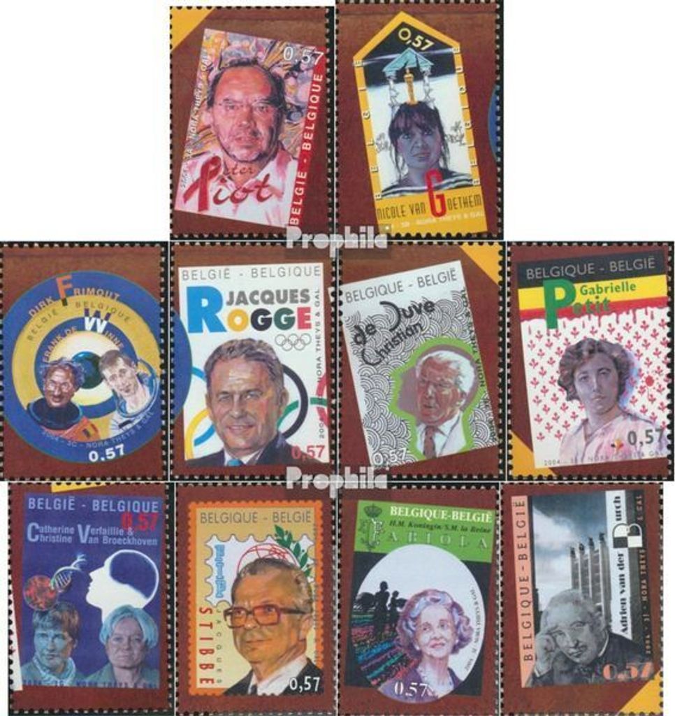 Briefmarken Belgien 2004 Mi 3284-3293 (kompl.Ausg.) postfrisch Persönlichkeiten