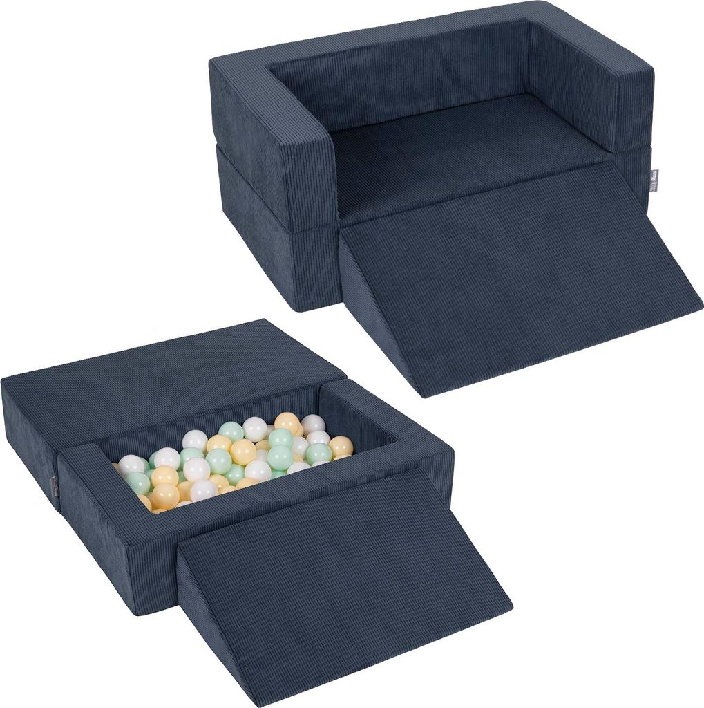KiddyMoon Kindersofa Modular Mit Weichem Zwickel Und 100 Bällen/7Cm Für Kinderzimmer Bequem Vielseitig Gerippter Stoff Abnehmbarer Bezug Perfekt ...