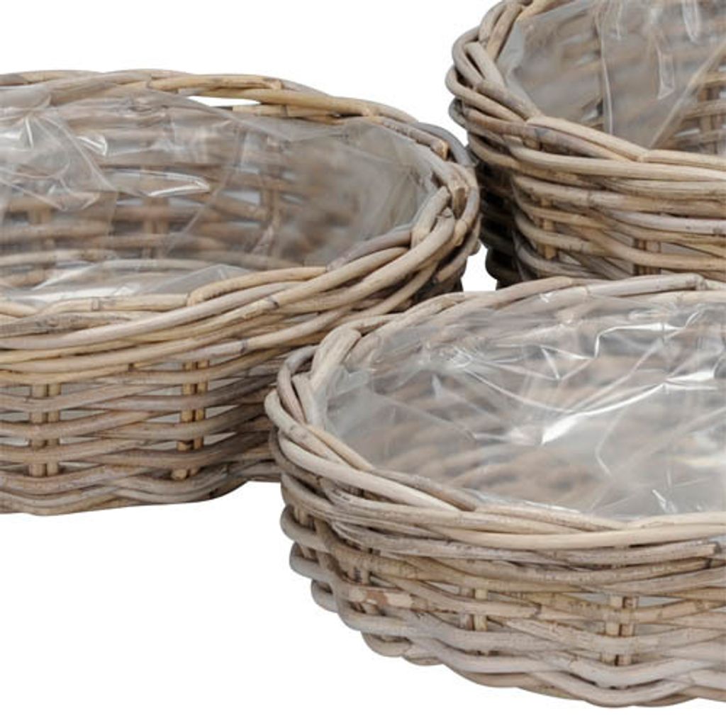 3tlg. Pflanzschale FARMER grau braun Kooboo Rattan Produktbild 2