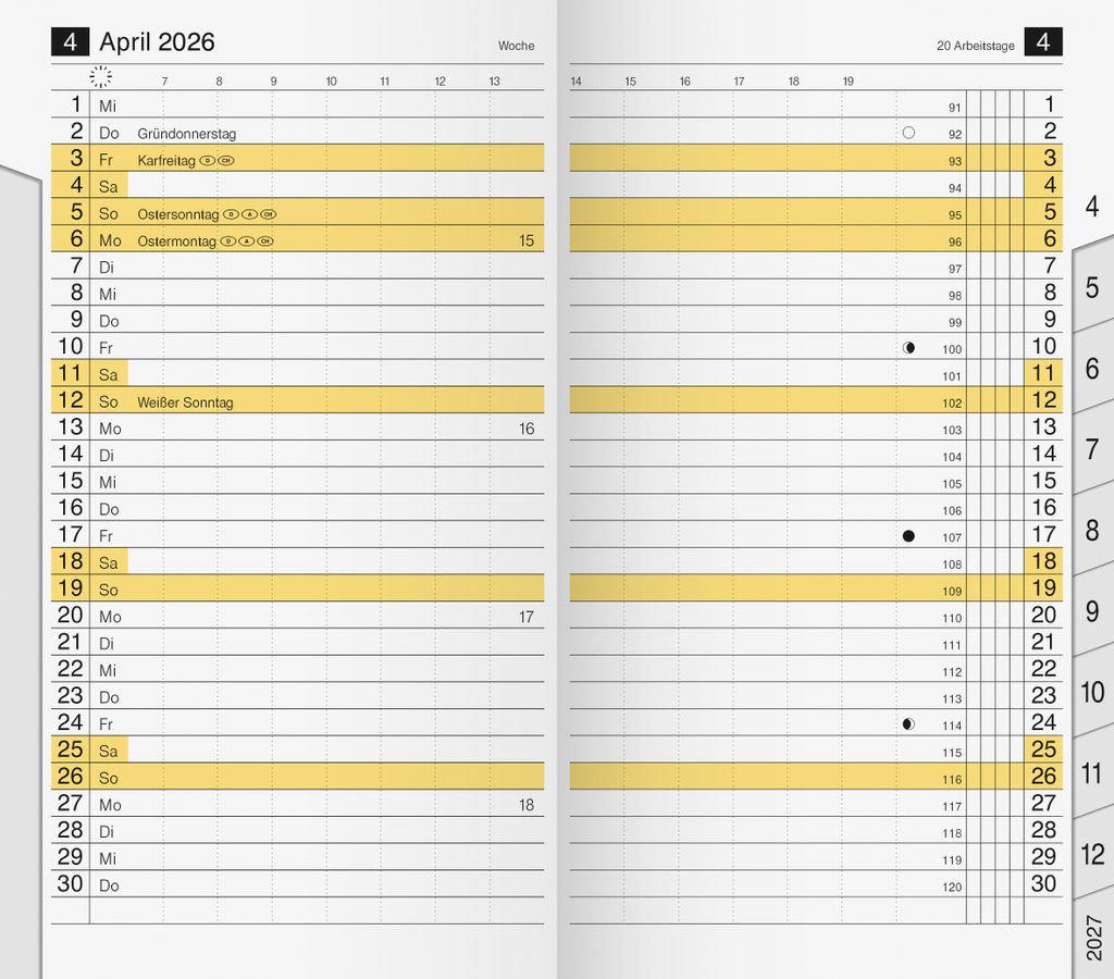 rido idé Kalender-Einlage "M-Planer" Registerschnitt 2026