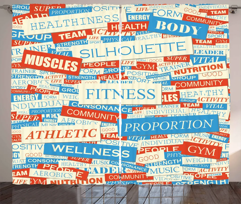 Rideau pour salle de sport ou chambre à coucher Fitness bleu 280x225