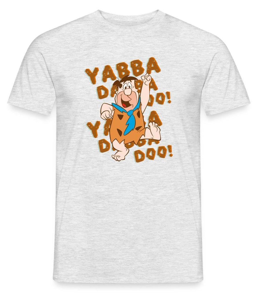 Spreadshirt The Flintstones Fred Feuerstein Yabba Dabba Doo Männer T-Shirt, L, Grau meliert