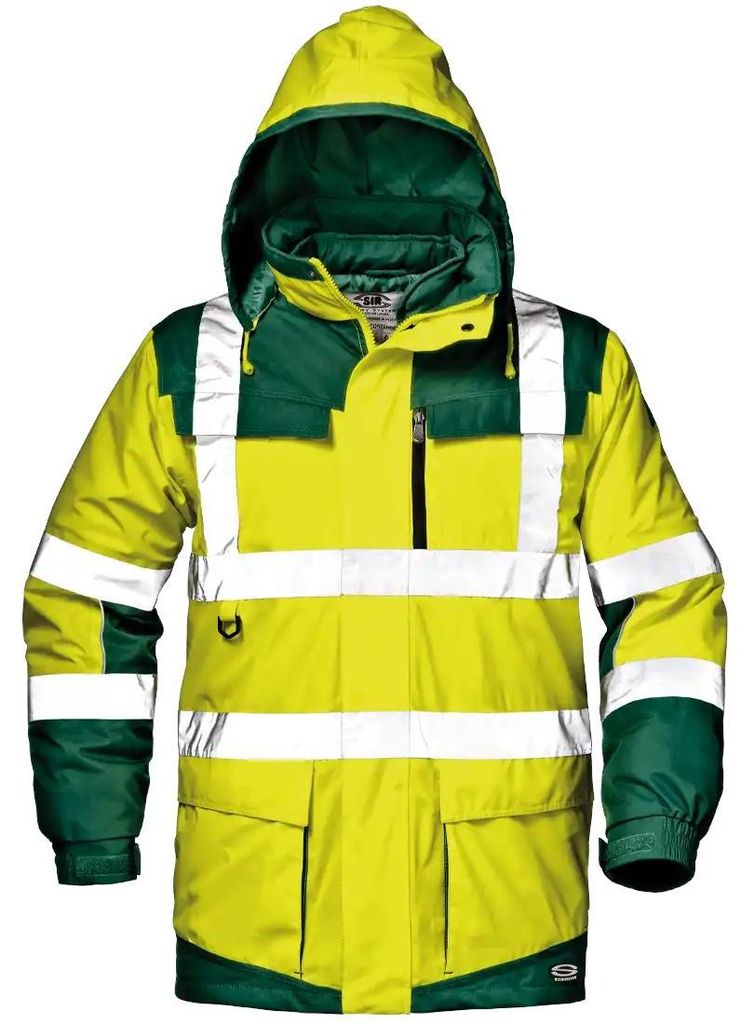 Sir Safety Regimental Split Warnschutzjacke 4-in-1 wasserdicht mit Reflexstreifen, 4XL, HI-VIS GELB/GRÜN