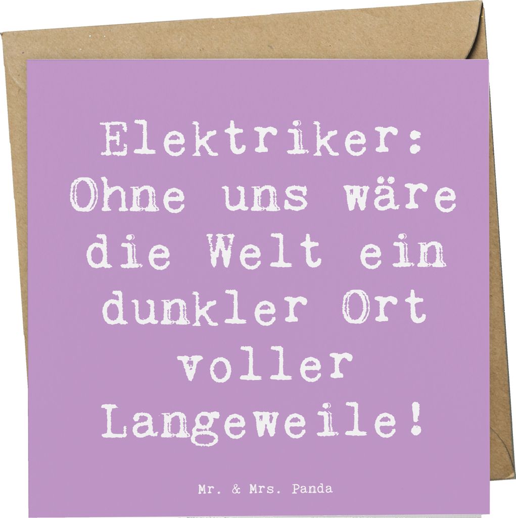 Mr. & Mrs. Panda Grußkarte Spruch Elektriker Helden - Lavendeltraum - Geschenk, Herausforderung, doppelkarte, Berufsalltag, anlasskarte, handgefer...