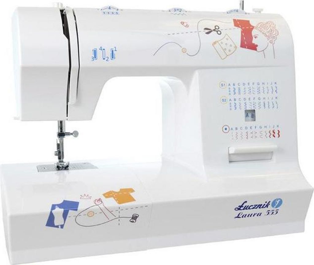Łucznik LAURA 555, Červená, Biela, Poloautomatický šijací Obrázok produktu 