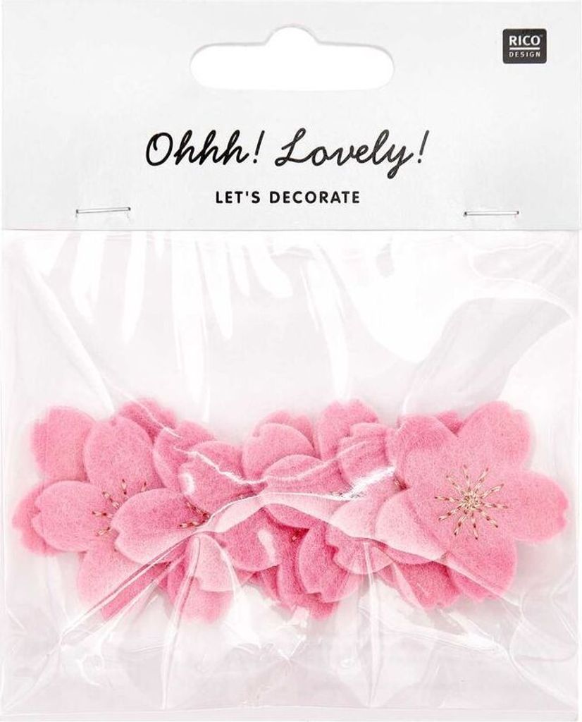 Filzstreu Kirschblüten pink-gold bestickt