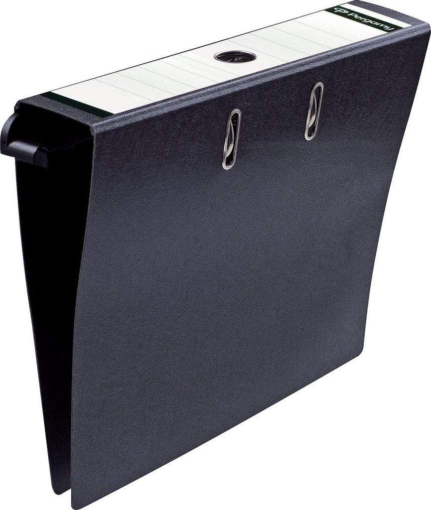 Pergamy - Hängeregistraturmappe, ft A4, 2 Hüllen, Karton, Rücken 8 cm, schwarz