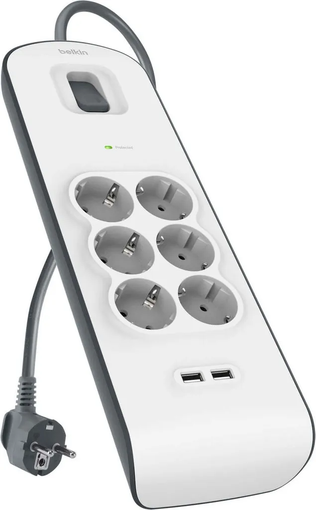 Belkin Multiprise avec Protection Surtension 6 Prises et 2 Ports USB 2m - 9