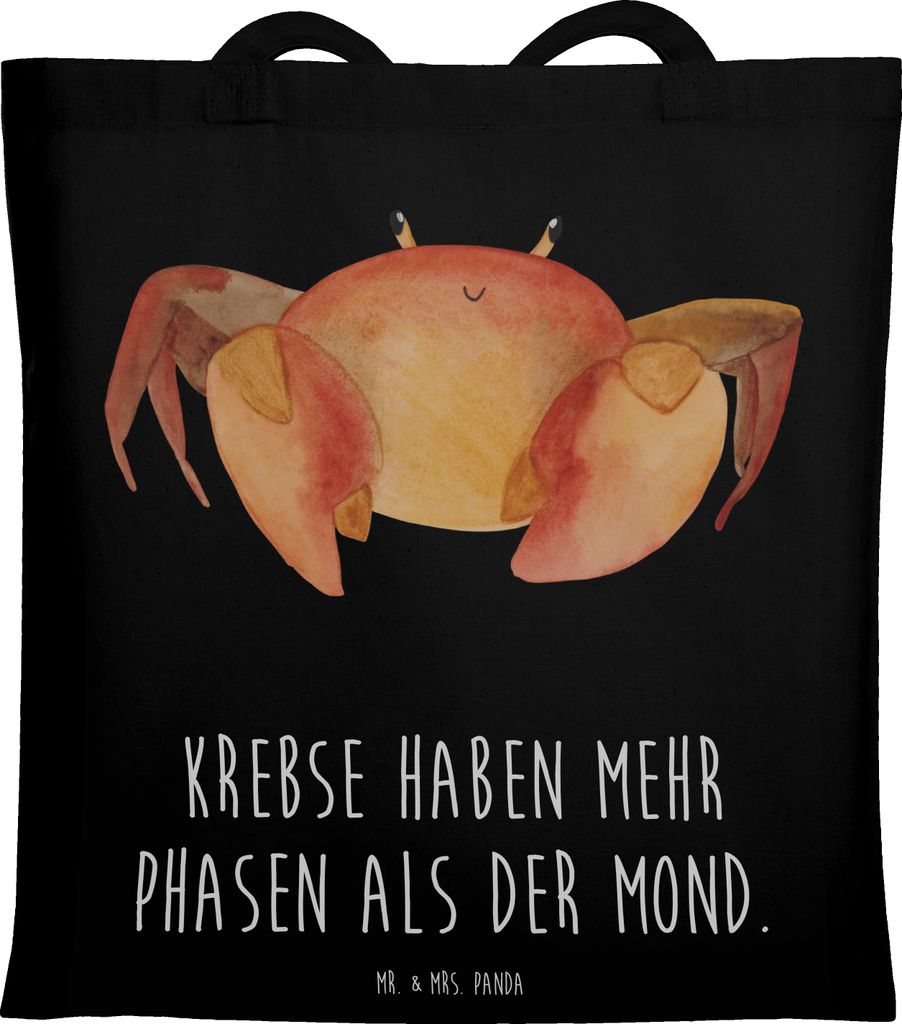 Mr. & Mrs. Panda Schultasche Krebs Phasen - Schwarz - Geschenk, Geschenke Sternzeichen, Laptoptasche, Einkaufstasche, Kreativ, emotionale Tiefe, To...