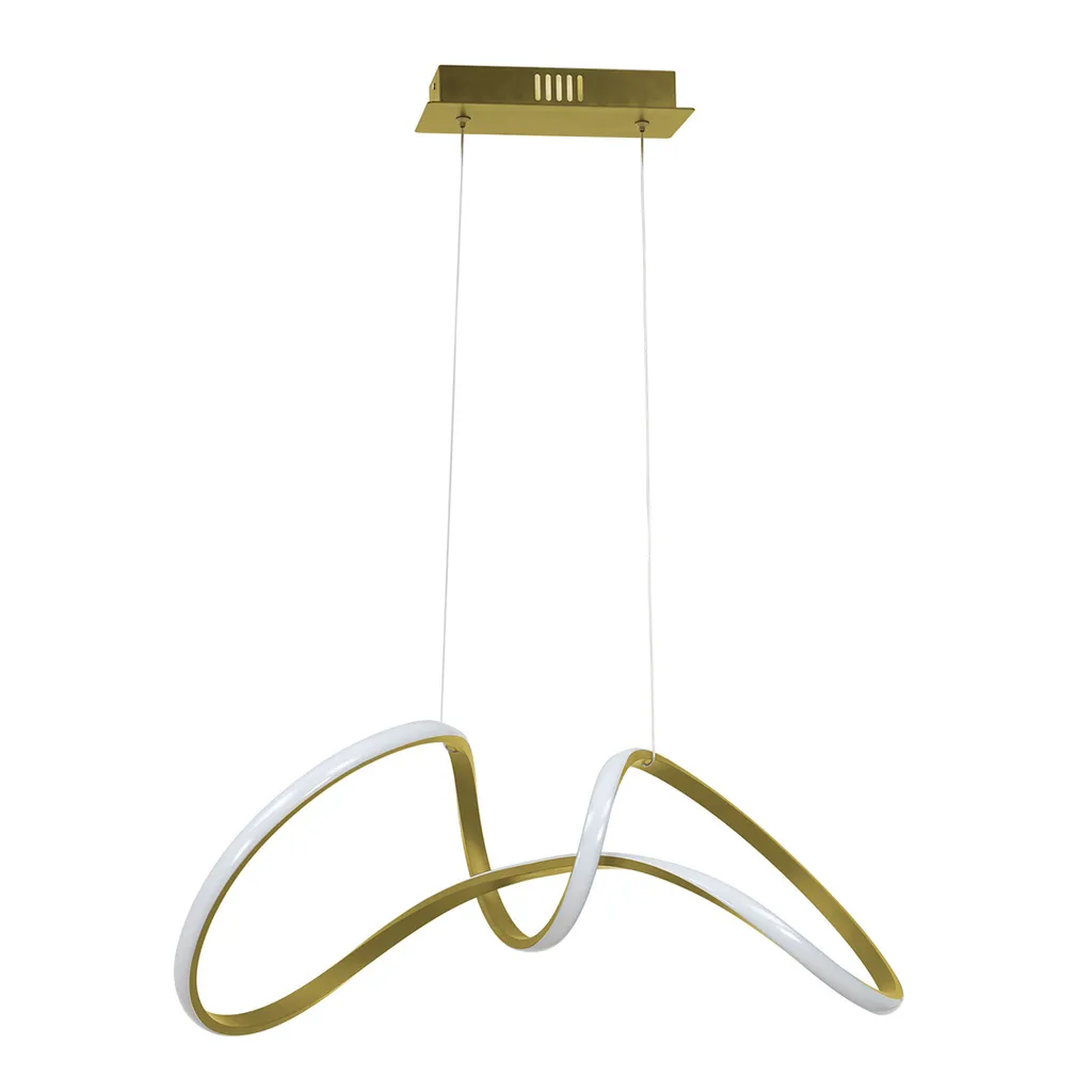 Lustre LED 48W Haute Luminosité 4080lm TESORO Blanc et Doré 90cm