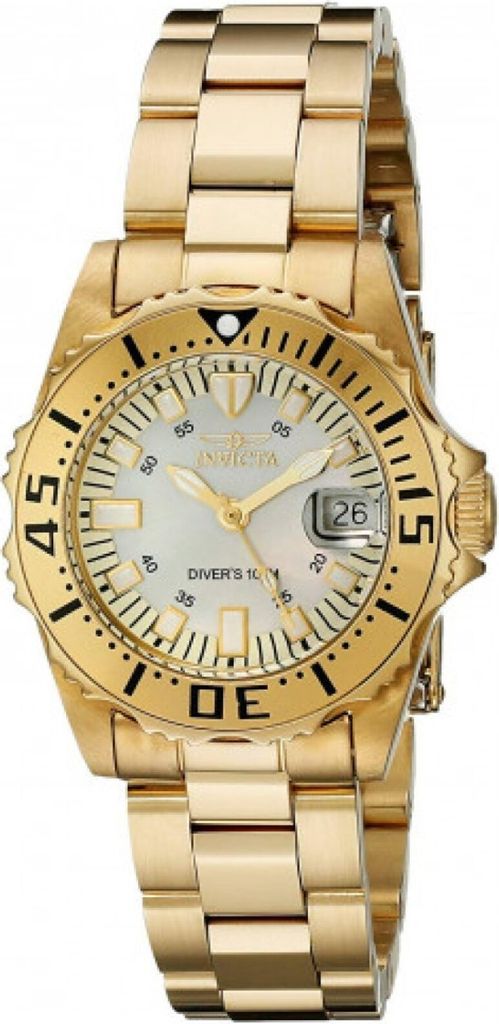 Invicta Pro Diver 2963 Damenarmbanduhr - Quartz Bewegung - Edelstahl mit goldenem Zifferblatt - 30 mm