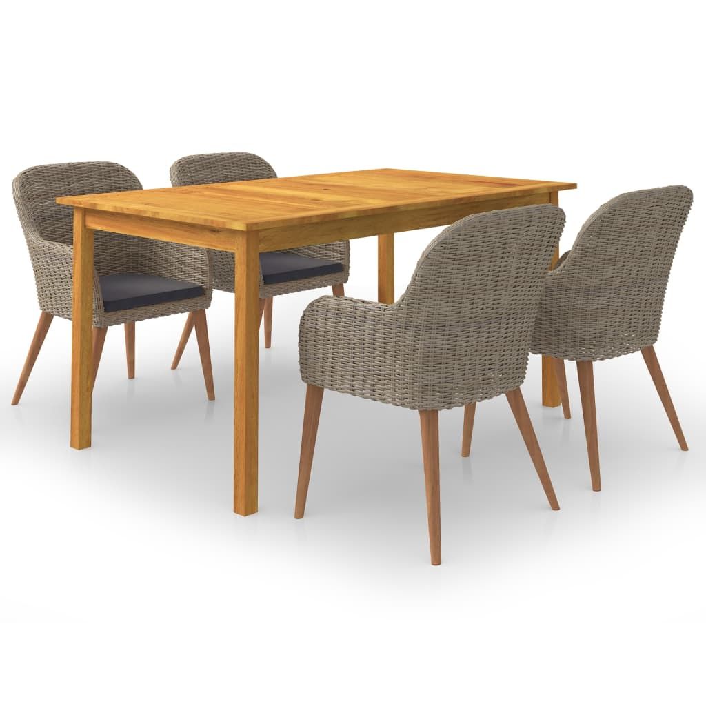 Cloris Designermöbel 5-tlg. Garten-Essgruppe Braun 2024 Neu