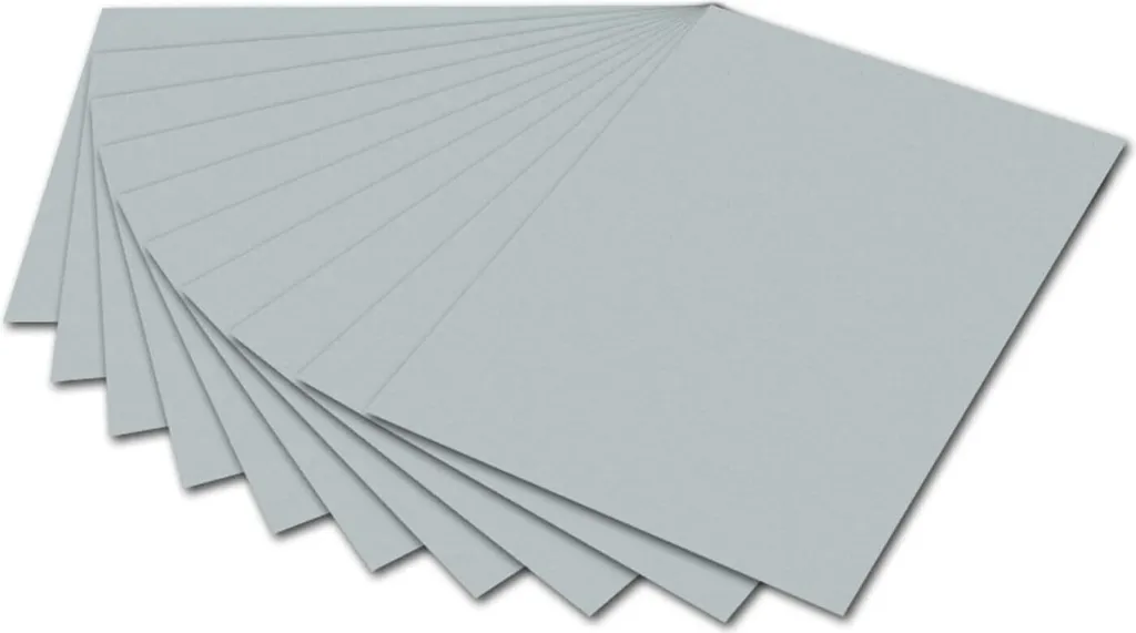 Folia Fotokarton Argento 50x70 cm 300g/mq - Cartoncino per Hobby 10 Fogli