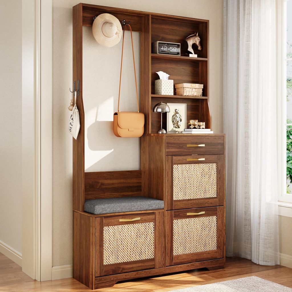 Merax Garderobenschrank mit Sitzbank, Flurgarderobe mit
