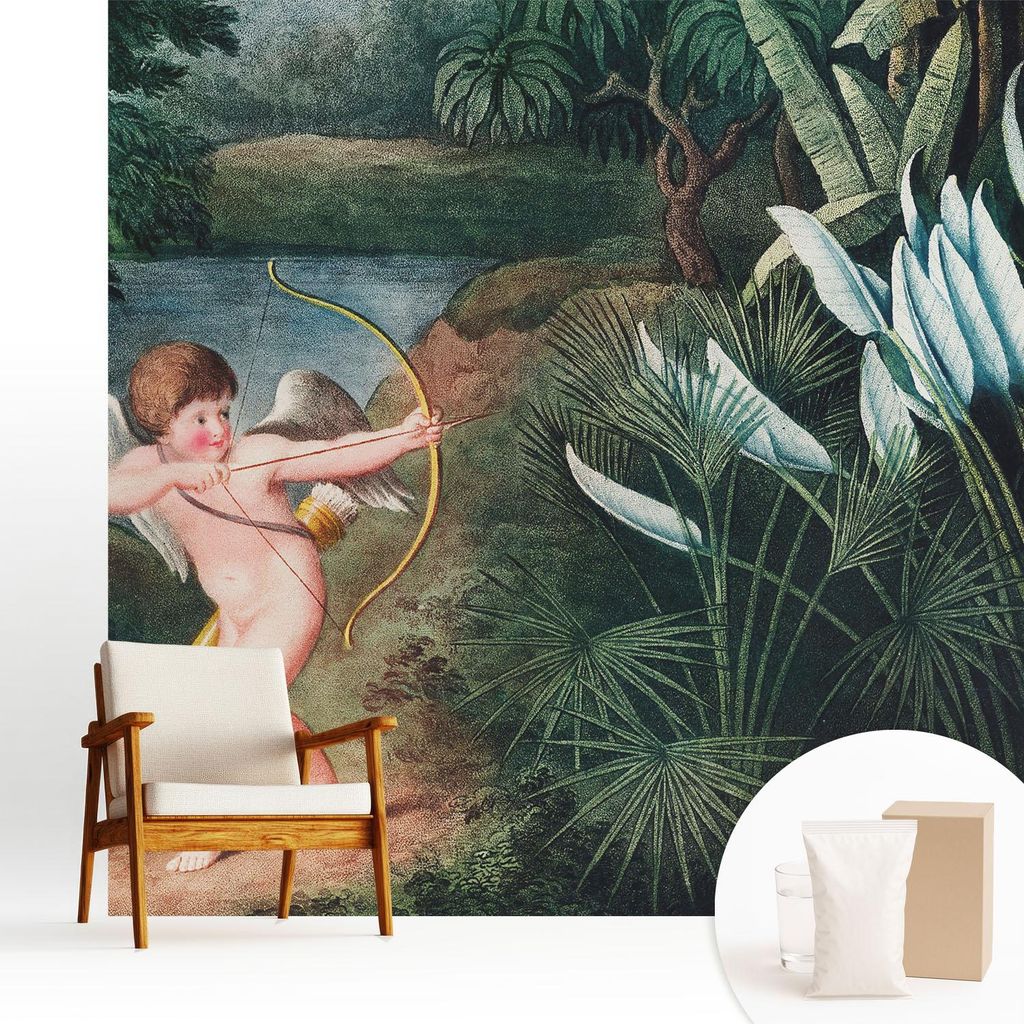 Fototapete - 250x250 cm - Tapete - Wandtapete - Wandbilder - Dekofolie - Tapete Folie - Wand - Dekoration - Wohnzimmer - Der liebenswerte Amor
