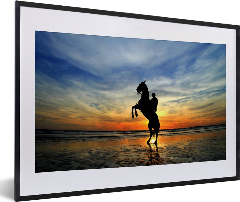 MuchoWow MuchoWow Gerahmtes Poster Pferd - Himmel - Schatten 60x40 cm - Poster mit zchwarzem Bilderrahmen - Schlafzimmer - Plakat in Rahmen - D...